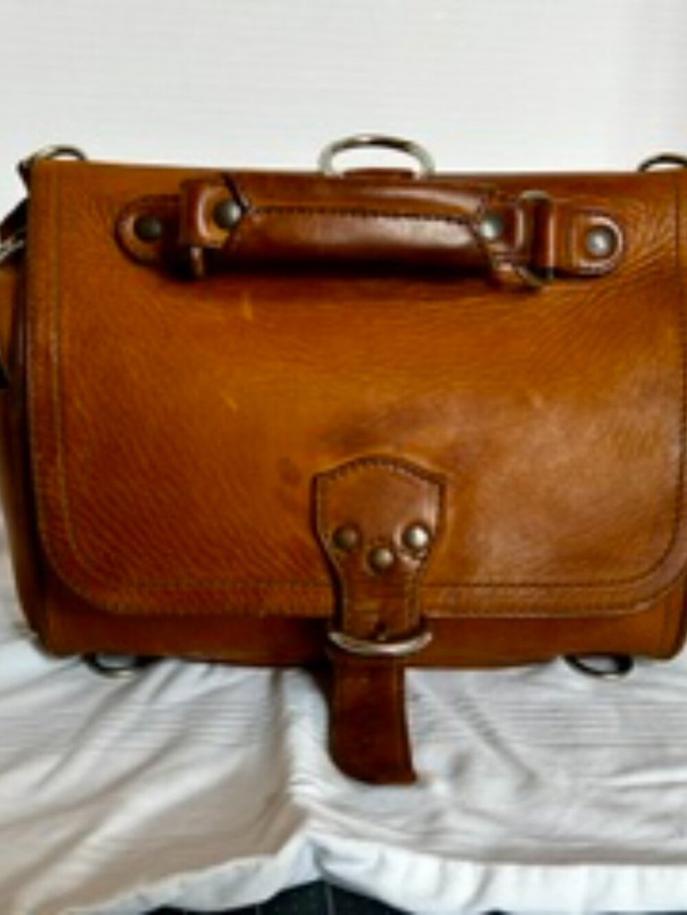 Tobacco color Saddleback Full Grain Leather Briefcase - Picture 2 of 15